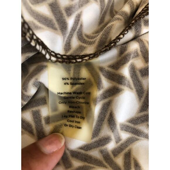 Talbots Faux Wrap Dress in Brown and White Weave Print Retro US 4 - Picture 5 of 16